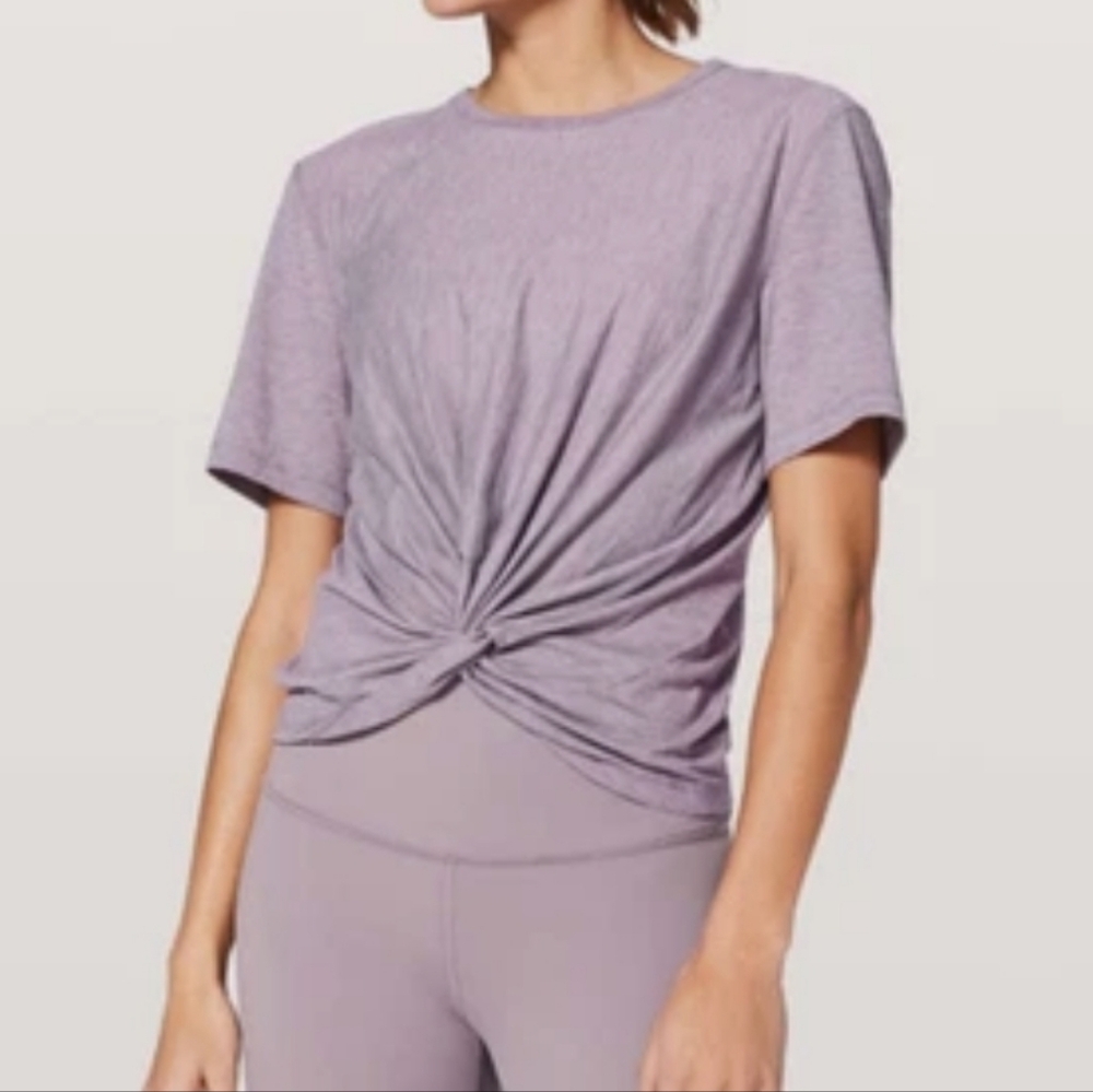 Lululemon Heathered Lavander Crescent Twist Short Sleeve Tee Size 4